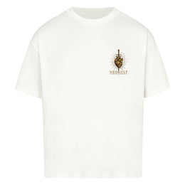 NEOKULT SACRED HEART Oversized Tee Weiss – Herz in Gravuroptik