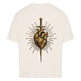 NEOKULT SACRED HEART Oversized Tee Natural Raw – Detailansicht Print