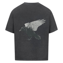 NEOKULT RAVEN Oversized Tee Washed Black – Detailansicht Print
