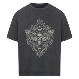 NEOKULT REQUIEM Moth Tee Washed Black – Totenkopfschwärmer in Gravuroptik