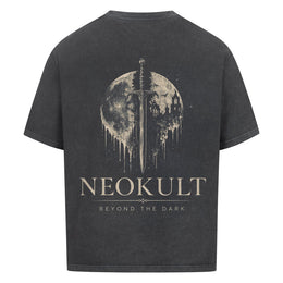 NEOKULT BLOOD MOON Tee Washed Black – Blood-Moon-Print, 240 GSM