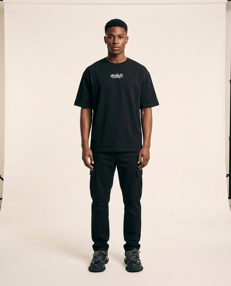 VACANCY Puff Tee Black am NEOKULT Model getragen