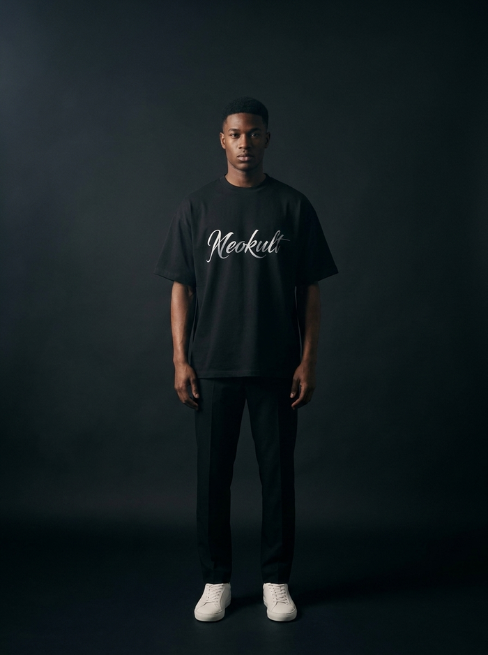 NEOKULT Signature Tee – Model Frontansicht mit Signature Print auf der Brust