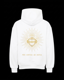 ASTRA Hoodie weiss, Rückenansicht, Sacred Heart Print
